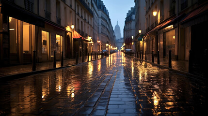 Fototapeta na wymiar Paris after rain. Generative ai