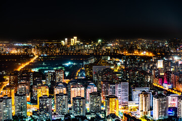 Obraz premium Beijing night bustling city building lighting