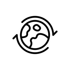 round and rotating earth icon with black color