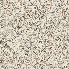 Patterned Paper A Small Twigs With Leaves Buff Pale Illustration
