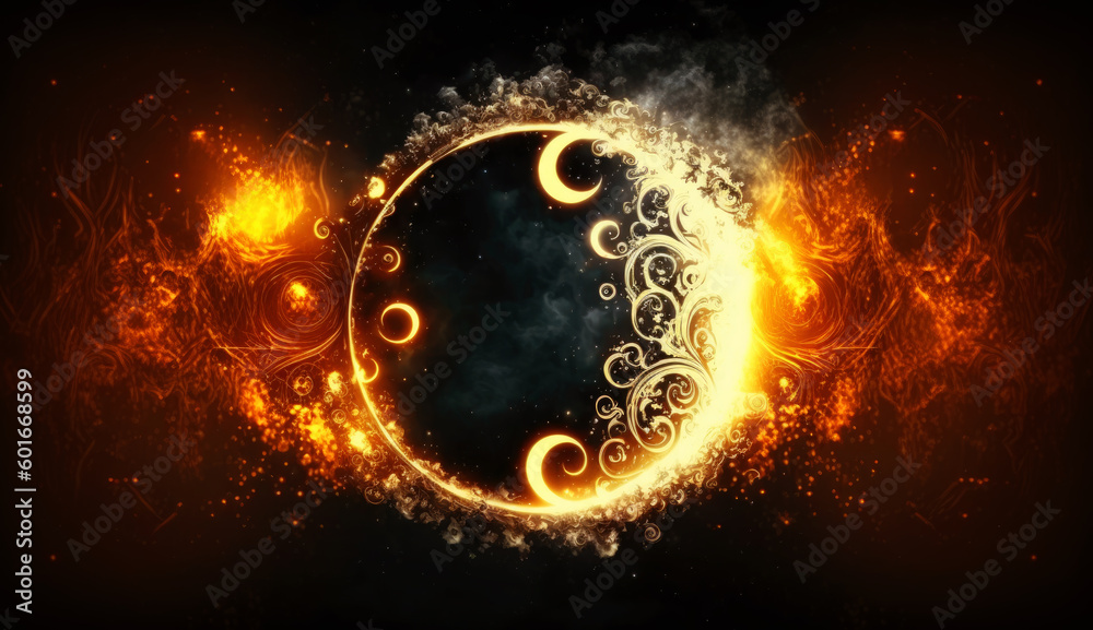 Aufkleber ornamental moon background. generative ai.