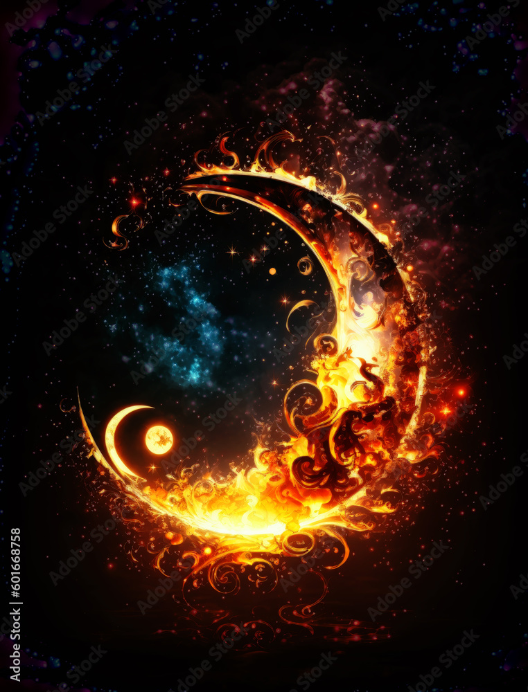 Canvas Prints ornamental moon background. generative ai.
