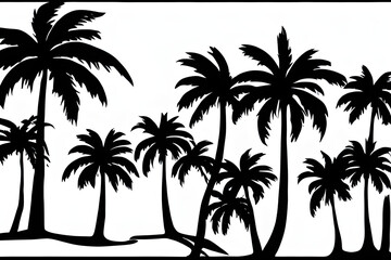 Fototapeta premium ai-generated, illustration of palm tree silhouettes