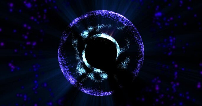 Abstract energy sphere made of particles, magic ball, molecule plasma orb, Mystical visual special effects. 3D render. 4K loop