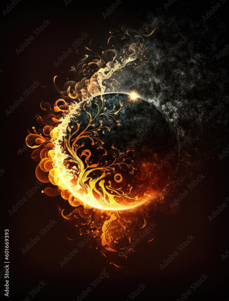 Aufkleber Ornamental moon background. generative ai.