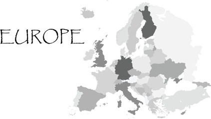 European or Europe Continent Map with each countries map clearly outlined