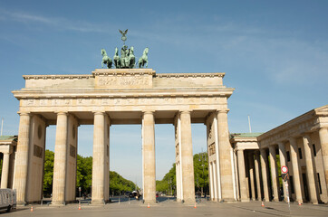 Brandenburger Tor (Brandenburg Gate) panorama, famous landmark in Berlin Germany. 
