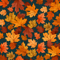 Naklejka na ściany i meble Autumn Leaves Pattern Illustration