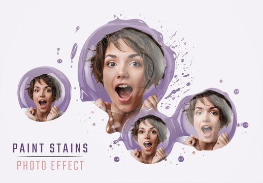 Paint Stains Photo Effect Overlay Mockup