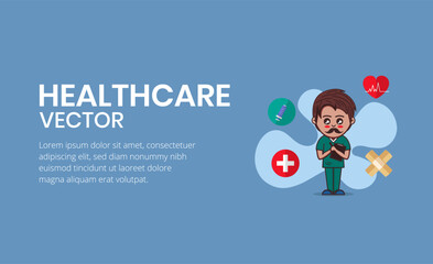 Vector of male nurse character on blue background