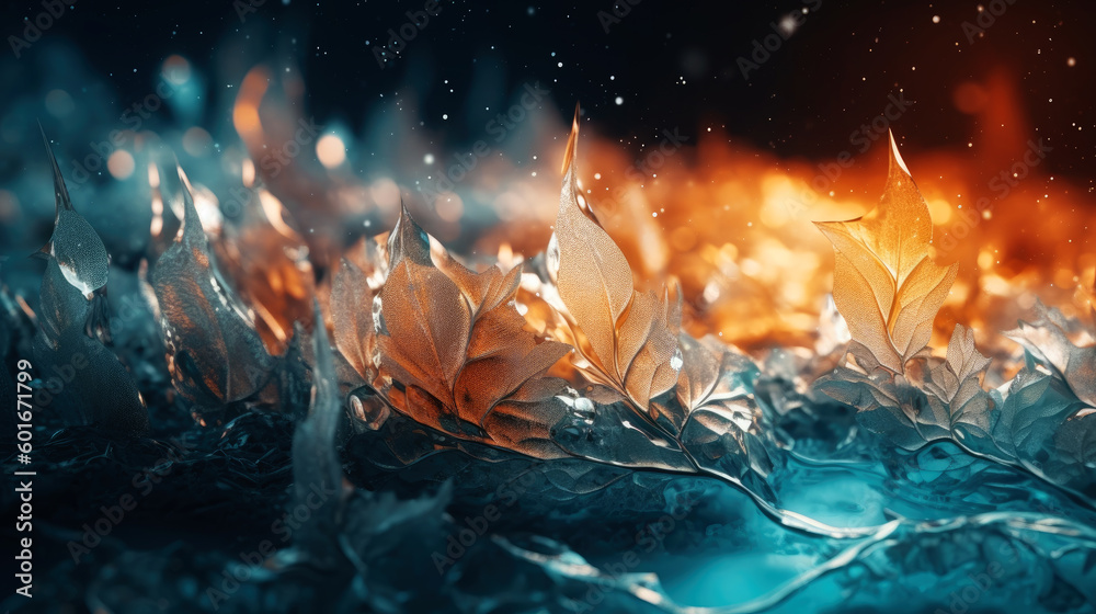 Aufkleber ice crystals on abstract background. generative ai.