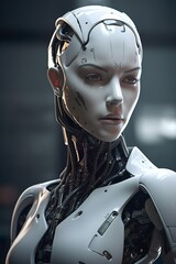 Ki Robot - Female Roboter - Technology - Portrait - Generative AI
