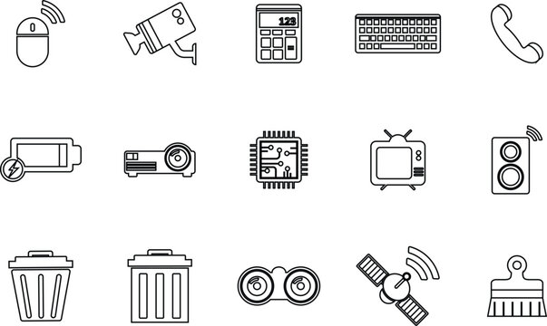  Multimedia outlined icon collection. Set of multimedia icons in trendy line style. High quality outline symbols for web site design, mobile apps, user interface.