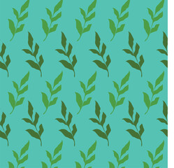 floral ornament, vector seamless pattern. green twig with leaves