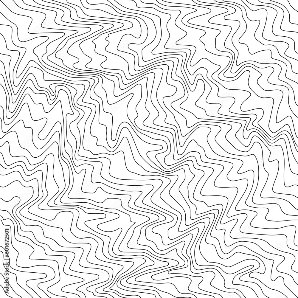 Poster Abstract Weather Map Background. White Linear Seamless Pattern. Topographic Contour Map Design
