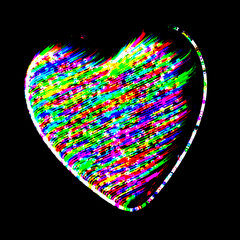 Multicolored heart shape on black background. Illustration.