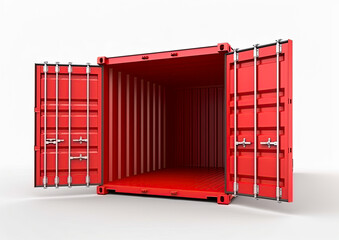 Cargo container isolated on white background. Copy space. Add product. Ai Generative illustration