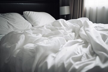 Fototapeta na wymiar bed with pillows, ai generative