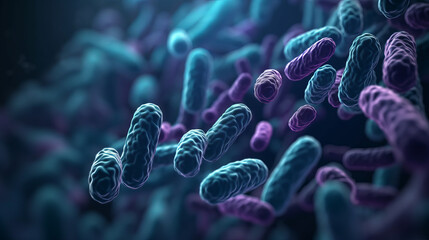 Microscopic virus cells and bacteria