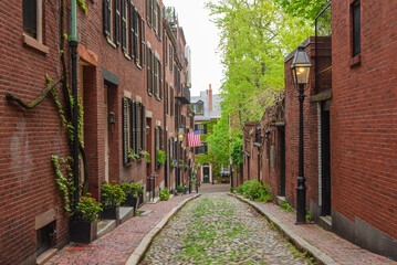 Fototapeta na wymiar Acorn Street in Boston, Massachusetts