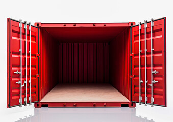 Cargo container isolated on white background. Copy space. Add product. Ai Generative illustration