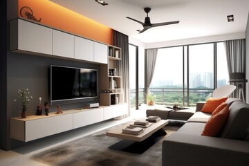 Naklejka na ściany i meble modern living room, ai generative