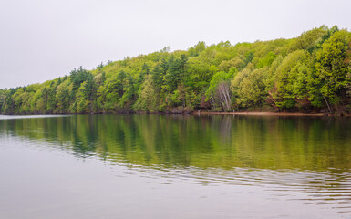 View of the Pond at Walden Pond, famous pond in Concord, Massachusetts