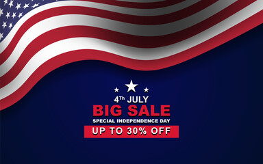 Happy American independence day on 4th of July, Independence day sale banner layout design