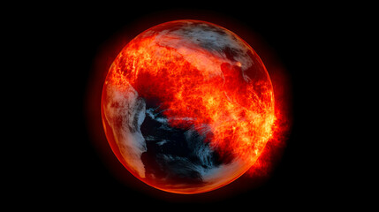 地球温暖化のイメージ（燃える地球）　Generative AI