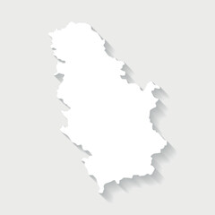Simple white Serbia map on gray background, vector