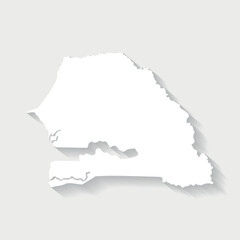 Simple white Senegal map on gray background, vector