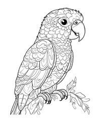 Black and white illustration for coloring birds