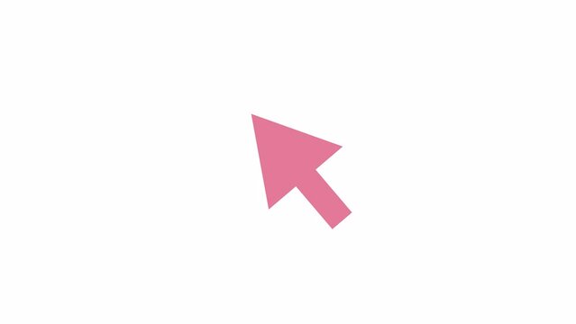 Animated arrow cursor. Flat cartoon style icon 4K video footage for web design. Computer mouse arrow floating isolated colorful element animation on white background with alpha channel transparency