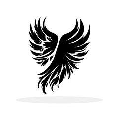 Wings icon. Black icon of wings on white background. Wings logo design. Vector illustration