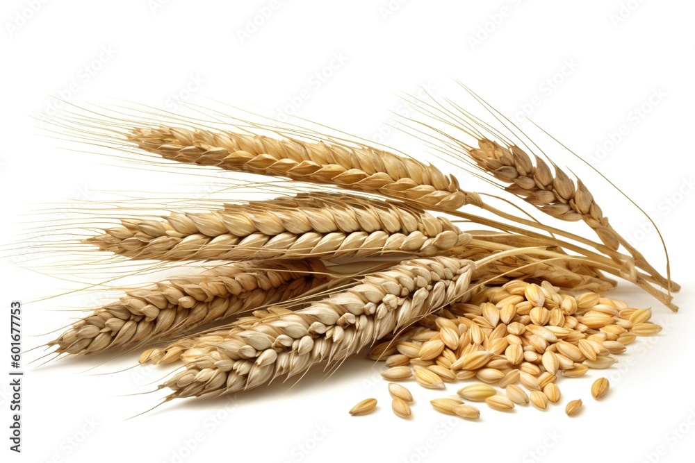 Poster wheat ears isolated on white background. generated by ai