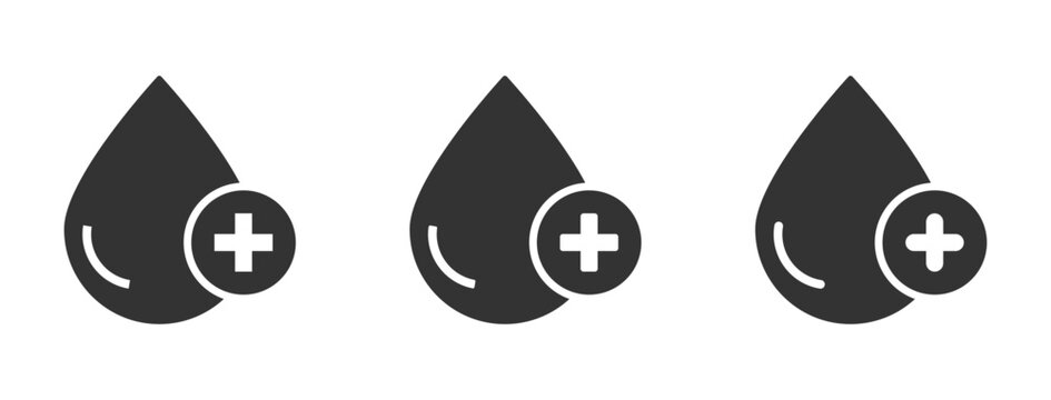 Water with add vector icons. Plus liquid shape flat design set