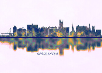Gloucester skyline. Cityscape Skyscraper Buildings Landscape City Background Modern Art Architecture Downtown Abstract Landmarks Travel Business Building View Corporate