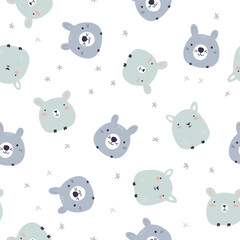 Cute animal seamless pattern. Hand drawn background. Can be used for kid's, baby's shirt design,f ashion print design, fashion graphic, t-shirt,tee