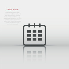 Calendar agenda vector icon in flat style. Reminder illustration on white isolated background. Calendar date concept.