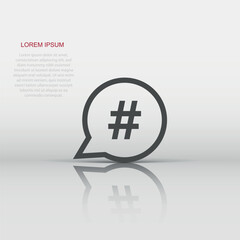 Hashtag vector icon in flat style. Social media marketing illustration on white isolated background. Hashtag network concept.