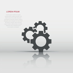 Gear vector icon in flat style. Cog wheel illustration on white isolated background. Gearwheel cogwheel business concept.
