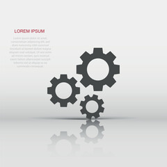 Gear vector icon in flat style. Cog wheel illustration on white isolated background. Gearwheel cogwheel business concept.