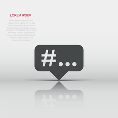 Hashtag vector icon in flat style. Social media marketing illustration on white isolated background. Hashtag network concept.