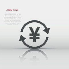 Yen, yuan money currency vector icon in flat style. Yen coin symbol illustration on white isolated background. Asia money business concept.