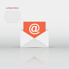 Mail envelope icon in flat style. Email message vector illustration on white isolated background. Mailbox e-mail business concept.