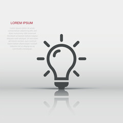 Light bulb icon in flat style. Lightbulb vector illustration on white isolated background. Lamp idea business concept.