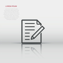 Document note icon in flat style. Paper sheet vector illustration on white isolated background. Notepad document business concept.