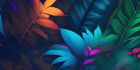 Bright neon leaves as a background.