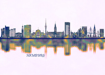 Hamburg Skyline. Cityscape Skyscraper Buildings Landscape City Background Modern Art Architecture Downtown Abstract Landmarks Travel Business Building View Corporate