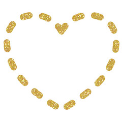 Golden Glitter heart on transparent background.Heart icon. Design for decorating,background, wallpaper, illustration